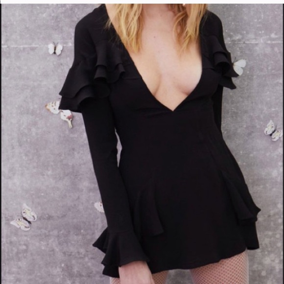 For Love & Lemons Claire Deep-V Mini Dress - Picture 8 of 8